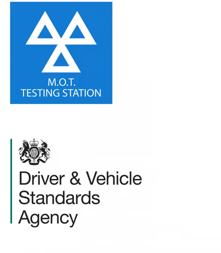 MOT Testing Station and Driver & Vehicle Standards Agency logos
